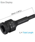 Impact Spline Bit Socket M6 Metric 60mm Long For Three Eighths Inch Drive Chrome Molybdenum Steel One Piece Construction