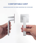 Two Pack Stick On Door Handles 6 Inch Self Adhesive Cabinet Handles Gray With Easy Peel And Stick Installation No Drill No Damage To Doors Ideal For Cabinets Sliding Screens Closets Showers Glass Windows Outdoor And Garage Pulls displayed in a person's hands.