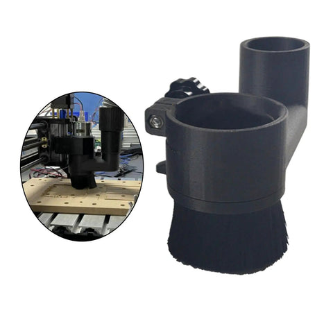 Pro Grade Cnc Spindle Dust Shields Featuring Tough Detachable Bristles for 300W and 500W Router, close-up view on CNC machine.
