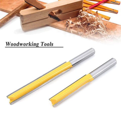 Two Piece Extra Long Straight Router Bit Set With One Quarter Inch Shank, Double Flute Grooving Bits For Trimming And Milling