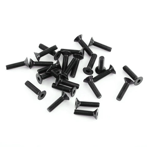 M3 Hex Socket Screws And Nuts Kit, Alloy Steel 250PCS Assorted Bolts Set, M3 X 6mm 8mm 10mm 12mm 16mm 20mm, Flat Head, Perfect For DIY 3D Printing, Sheet Metal, Woodworking And Home Repairs, black flat head screws on white background