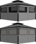 10x10 Outdoor Gazebo Privacy Curtain Set With 4 Panels Waterproof Sidewalls With Zippers And Hidden Mesh Windows Ideal For Backyard Garden Patio And Outdoor Hangouts, showing full enclosure installed on a gazebo.