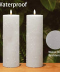 Outdoor Flameless LED Pillar Candles Set Of 2 12 Inch By 4 Inch Battery Operated With Remote Timed Flicker Waterproof Plastic