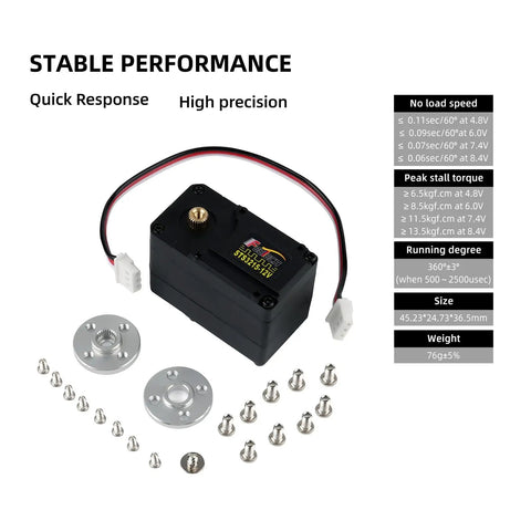 Heavy Duty 30KG 12V High Torque Servo With 360 Degree Continuous Rotation And Magnetic Encoder, Programmable Digital Servo With Controller For RC Cars, Robotic Arms, And Industrial Projects, black servo with mounting hardware