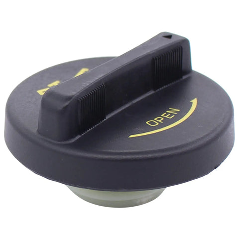 Engine Oil Filler Cap Compatible With Hyundai Accent Elantra Sonata Tucson Azera Veracruz Santa Fe Genesis Equus For Kia Forte Soul Sportage Rio Rondo Sedona 2006 To 2018 Durable Easy Fit Ride Ready Essential Car Maintenance, black plastic cap with "open" marking, side view.