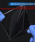 Hands holding Bubble-Free 2.0mm Thermoforming Sheets For Dental Lab Splints with anti-scratch film, square 5x5 inch sheet
