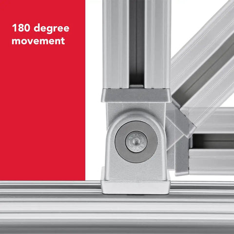 Two Hole Flexible Pivot Joint Connector For 1.5 Inch T Slot Aluminum Extrusion Profile 180 Degree Adjustable Pivot 15 Series Compatible Lightweight Aluminum Angle Fitting, 180 degree movement