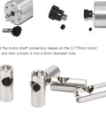 Four silver metal 3.175mm–5mm RC motor pinion adapter sleeves (Lybunair) for brushed/brushless motors.