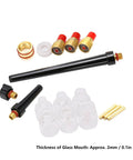 Premium Welding Torch Accessory Kit For EEE WP9 WP20 TIG Systems includes brass consumables, 2mm glass cups, and nozzles.