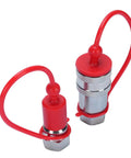 Kick Ass Hydraulic Quick Connect Coupler Set One Quarter Inch NPT ISO7241A Hardened Steel Built 4000 PSI High Pressure Rated With Dust Caps For Tight No Leaks Connections On Heavy Equipment Or Tractor Jobs Guaranteed Solid Performance, pair with dust caps