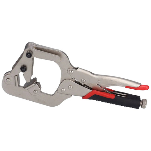 Heavy Duty C Clamp Locking Pliers With 270 Degree Rotatable Jaws For Welding Projects Chrome Steel Construction with ergonomic grip.