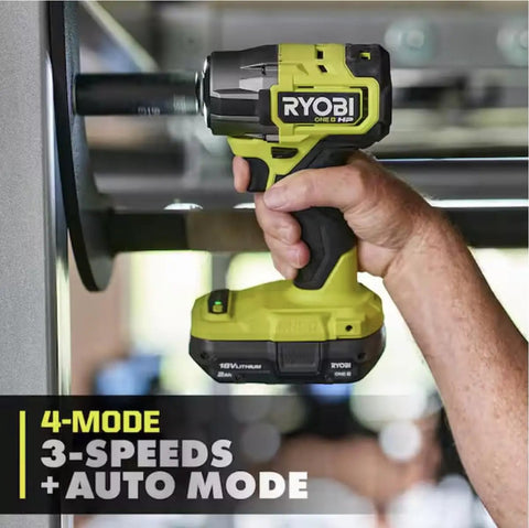 Brushless Eighteen Volt Cordless Impact Wrench Delivers Tough As Nails Torque For Tight Spaces Featuring Four Mode Settings And A Hella Compact Design That Knocks Your Socks Off On Every Garage Project in use with a hand gripping the handle.