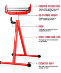 2 Pack Folding Roller Stands With 27 To 43 Inch Adjustable Height Heavy Duty Steel Build Ideal Outfeed Support For Table Saws And Woodworking Each Pair Holds Up To 500 Lbs Tool Free Height Adjustment showing steel frame and adjustable features