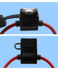 Tough As Nails 15 Amp Inline Fuse Holder with 10 Gauge Red Lead Wire, showing sealed waterproof cover and fuse connection.