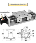 60mm servo bracket with 14mm coupling, showcasing aluminum structure and detailed dimensions for precise applications.