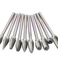 Heavy Duty Tungsten Carbide Drill Bits And Rotary Milling Cutters With One Eighth Inch Shank set of 10 pieces for DIY grinders.