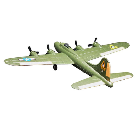 Lightweight EPP Foam RC Plane RTF 2.4GHz Remote Control Aircraft B17 Navy Lighting, side view, olive green color, beginner model