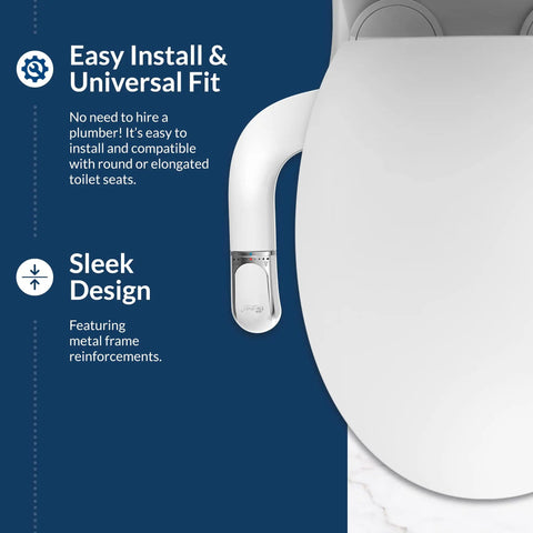 Slim Glow Non Electric Bidet Attachment For Toilet With Front And Rear Dual Nozzles For Fresh Cold Water Wash, side view
