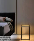Dope LED End Table With Lamp beside bed as modern nightstand in bedroom