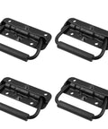 4 Pack Spring Loaded Chest Handles Heavy Duty Foldable Pull Handles With Rubber Grip Black Finish Cold Rolled Steel 76mm x 72mm