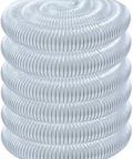 Coiled view of Five Inch By Fifty Foot Dust Collection Hose For Woodworking, Ultra Flexible Clear PVC Tubing Reinforced With Spring Steel Wire