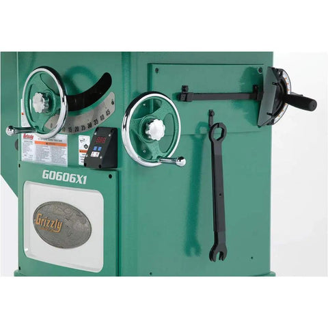 Heavy Duty Shop Rockstar With Kickass 12 Inch Table Saw Featuring A Powerhouse 7.5 HP Motor And Steady Three Phase 220 Volt Setup For Smooth Cuts Across The Large Extended Surface During Weekend Builds And Daily Grinds control panel with dials, digital display, and adjustment handles