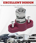 Heavy Duty 2 Pack 3/8 Inch 12V Battery Junction Post Block For Cars And Trucks Hella Tough Power Ground Terminal Distribution Busbar Rust Proof Steel Studs Upgrade Your Ride Today, stainless steel terminal block with nylon base.
