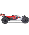 Side view of GROM 4x4 Smart Small Scale RC Buggy RTR With Battery And Smart Charger Red White High Traction All Terrain Electric RC Car