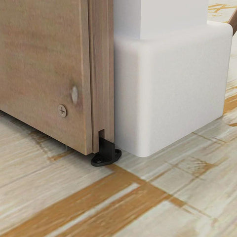 Black Aluminum Floor Guide For Sliding Barn Door Hardware Set Of 2 With T Shape Floor Mounted for easy installation