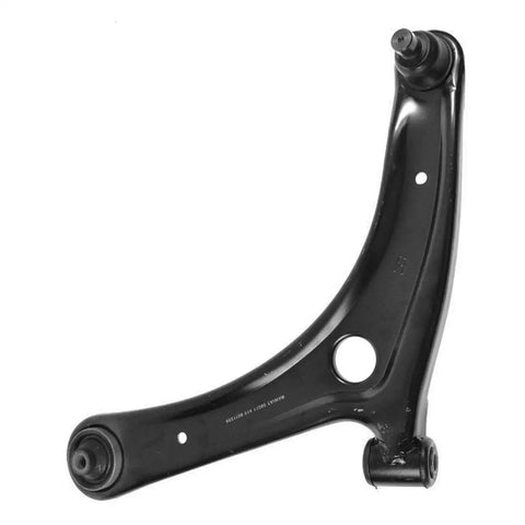 Top Shelf Front Steering Suspension Kit With Control Arm Ball Joints Inner Outer Tie Rods Sway Bar Links And Strut Assemblies Fits 2007 2010 Jeep Compass 4WD 12 Piece Rigged Up For Smooth Rides control arm top view in glossy black finish.