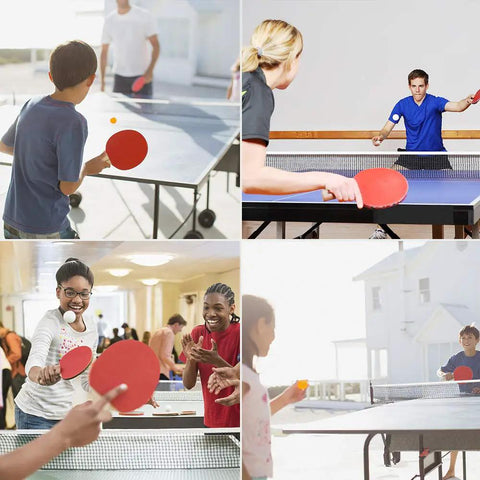 People playing with Portable Ping Pong Paddle Set With Retractable Net 2 Rackets 3 Balls Carry Bag Indoor Outdoor Table Tennis Gear