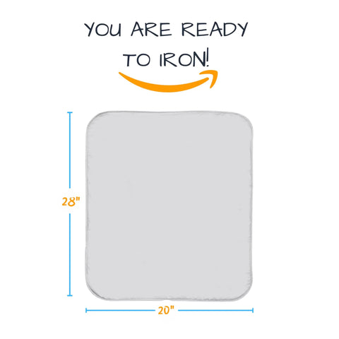 Portable Ironing Mat 21x28 Inch With Heat Reflective Silicone Coating showing dimensions for home or travel use