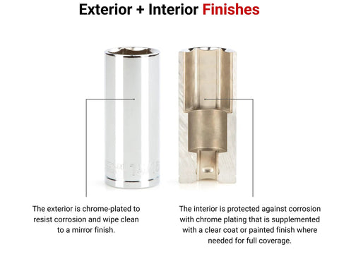 Chrome-plated exterior and interior of Beefy Half Inch Drive Deep Socket 1-1/2 Inch 6-Point for Auto and Shop, showing finishes.