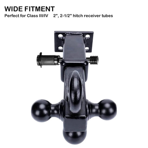 Heavy Duty Five Eighth Inch Hitch Receiver Lock Pin For Two Inch And Two And A Half Inch Hitches Class III And IV No Nonsense Security For Trailer Bike Rack Tow Rope Truck Boat And More 1 Pack, front view of hitch with pin