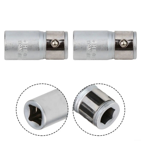 Hex Shank Socket Bit Adapter Set From One Quarter Inch Square Drive To One Quarter Inch Hex 2 Pack Chrome Vanadium Steel