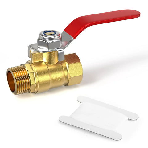 Brass Mini Ball Valve 1/2 Inch Shut Off Valve With 1/2 Inch Male To Female NPT Threads Durable Plumbing Fitting With Red Handle