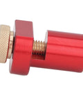 Side view of 19mm Table Stop For Woodworking Aluminum Alloy With Thumb Screw Lock showing CNC processed non slip workbench part, red.