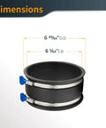 Solid Build 6 To 4 Inch Dust Collection Hose Reducer Adapter dimensions with internal and external measures displayed.
