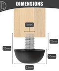 8mm M8 Adjustable Furniture Leg Levelers Set For Outdoor Use Stainless Steel Screw In Leveling Feet with dimensions labeled