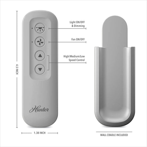 Universal Ceiling Fan Remote Control Kit With Wall Mount And Receiver For Easy Speed And Light Control No Brainer Dimming.