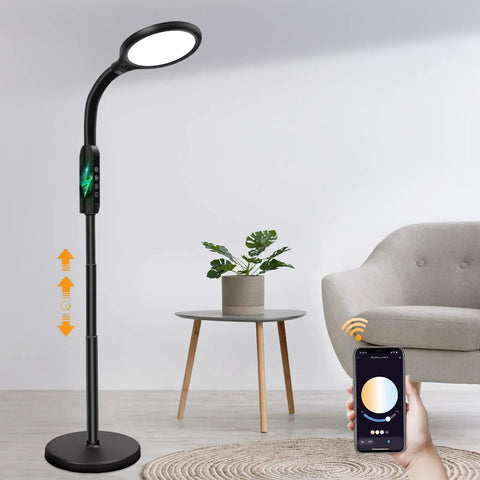 Tall Floor Lamp With Flexible Gooseneck Standing Lamp For Living Room Remote App Control And Adjustable Brightness Indoor Outdoor LED Light