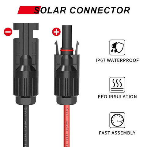 Beefy 10AWG SAE Solar Connector Cable Set With Male And Female PV Extension Wires for RV Solar Panel DC Power