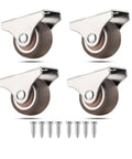 Set Of 4 Mini 1 Inch Caster Wheels With Steel Top Plate Low Profile Rubber Rolling Casters For Furniture Or Under Bed Storage Drawers Smooth Quiet Roll Plug And Play Easy Install shown with screws