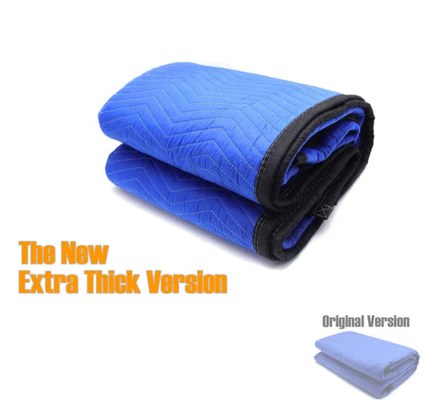 Folded 72x80 Extra Thick Furniture Moving Blanket Pack Of 12 Heavy Duty Protective Pads For Shipping And Moving, blue design, side view