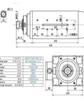 Heavy Duty 12KW Air Cooled CNC Spindle Motor Featuring ER32 And ER40 Collets Built Tough dimensions and specifications diagram.