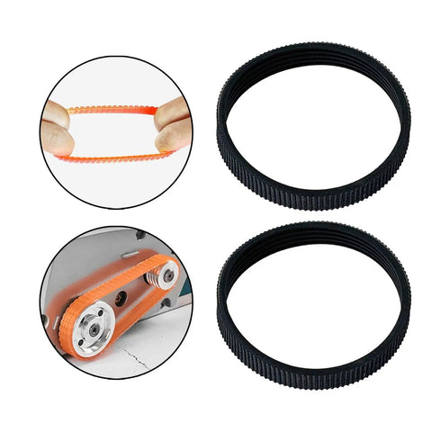 Kickass Drive Belt Kit For 82mm Electric Planer 2 Pack Rubber Replacement Parts, showing black rubber belts and installation detail.