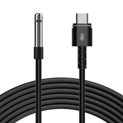 Sensor Extension Cord For Controller AI Plus With 20 Foot Stainless Steel Probe And Water Resistant Gasket displayed coiled