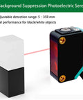 Compact Diffuse Photoelectric Sensor With Background Suppression, Sensing Range 5 To 350 mm, NPN Output, IP66 Waterproof