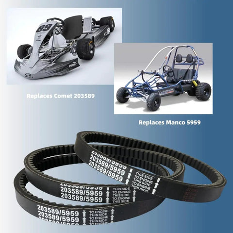 3 Pack Go Kart Drive Belt For 30 Series Torque Converter Replaces 5959 And 203589 with images of compatible go-karts
