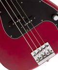 Signature Nate Mendel Precision Bass In Candy Apple Red With Rosewood Fingerboard Slim C Neck 20 Medium Jumbo Frets Seymour Duncan SPB 3 Pickup Right Hand Deluxe Gig Bag Included For Easy On The Go Gigs close-up of body